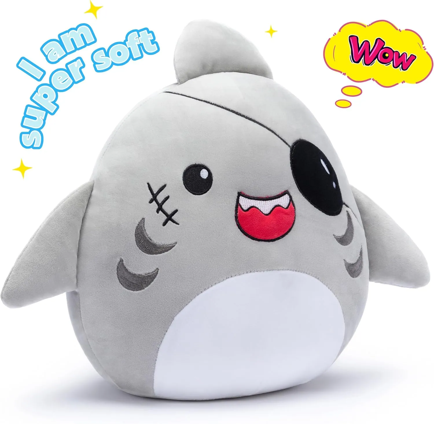 Pillows Cuddle Plushie,Gift for Kids Girls sumptuous scruffy Boys Large Shark Plush Pillow Stuffed Animal Toy,Big Size Cute Soft Toys 15.5" Fat Kawaii Hugging 