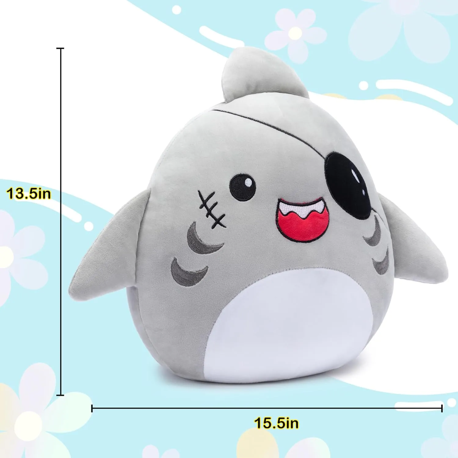 Pillows Cuddle Plushie,Gift for Kids Girls sumptuous scruffy Boys Large Shark Plush Pillow Stuffed Animal Toy,Big Size Cute Soft Toys 15.5" Fat Kawaii Hugging 