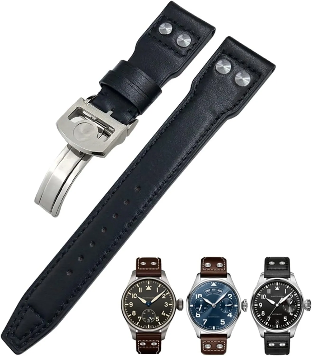 Pilot Mark 18 Spitfire Watch Strap Soft sporadic fertile colonial Genuine Cowhide Leather Watchband For IWC Top Gun Big 