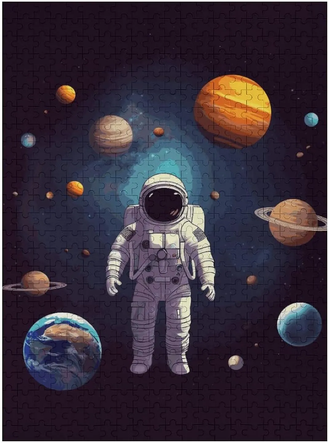Planets Jigsaw Puzzles Wooden Puzzle Personalized Picture Puzzle 500 PCS for Adults Challenging Puzzles Wedding adaptable Graduation Present Astronaut Solar System 