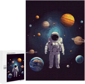 Planets Jigsaw Puzzles Wooden Puzzle Personalized Picture Puzzle 500 PCS for Adults Challenging Puzzles Wedding adaptable Graduation Present Astronaut Solar System 