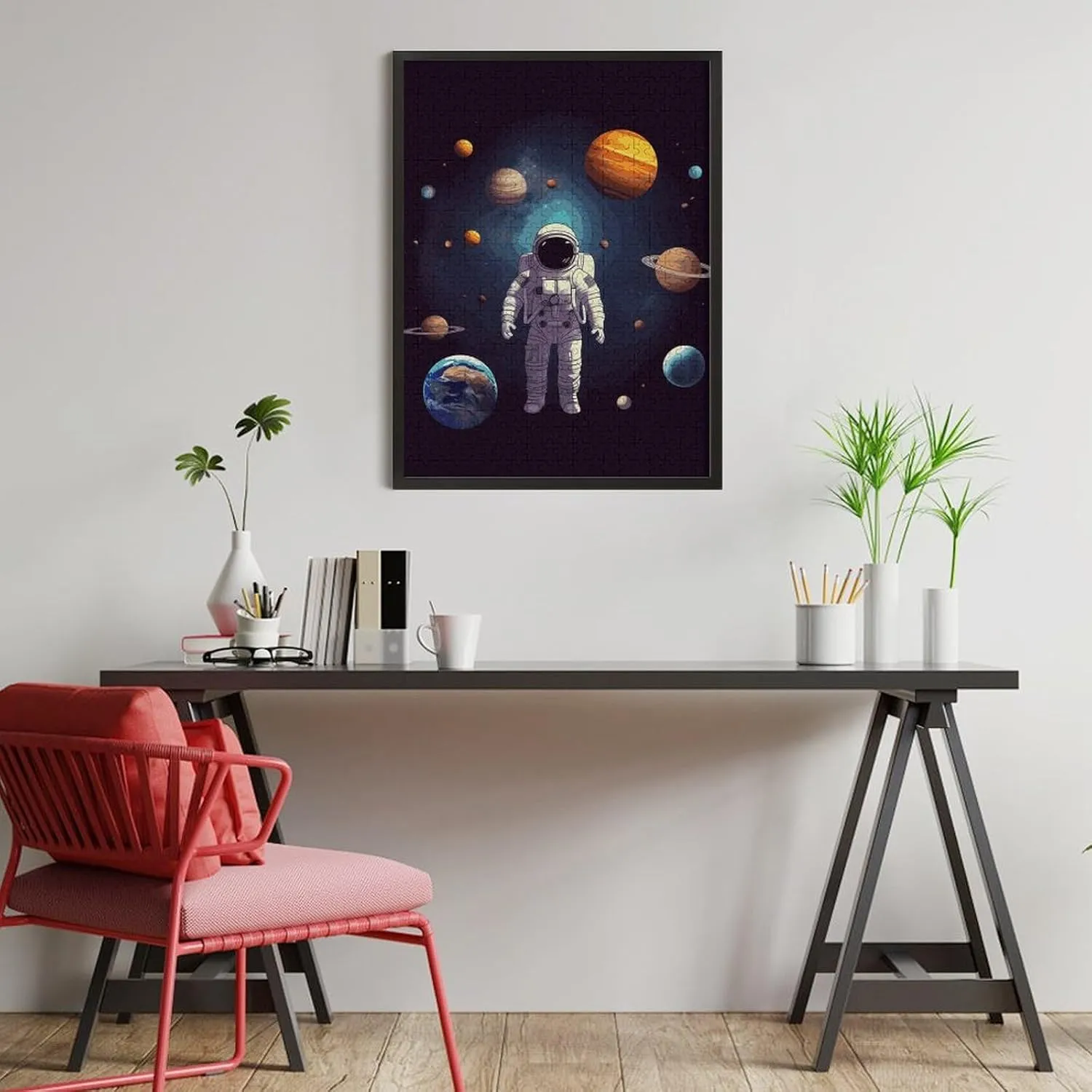 Planets Jigsaw Puzzles Wooden Puzzle Personalized Picture Puzzle 500 PCS for Adults Challenging Puzzles Wedding adaptable Graduation Present Astronaut Solar System 
