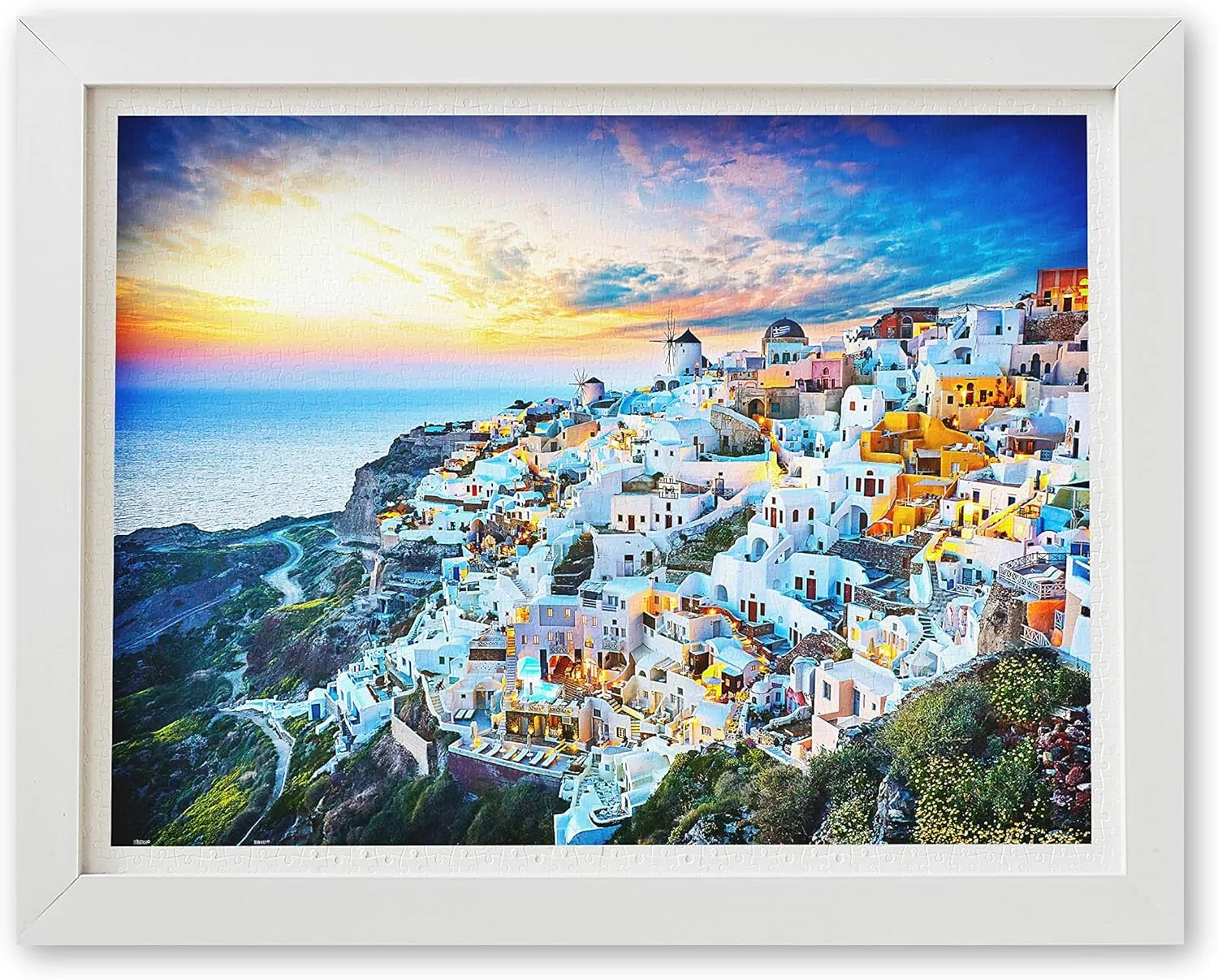 Plastic Puzzle for Home Decor Zero Dust rattle arid Easy Storage [H2073] Pintoo Jigsaw Puzzles 1200 Piece for Adults - Beautiful Sunset of Greece Beautiful 