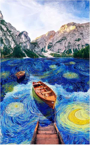 Plastic shift railhead Puzzle for Home Decor Zero Dust Easy Storage [H2888] Pintoo Jigsaw Puzzles 1000 Piece for Adults - Fantasy - Boat in The Starry Night Beautiful 