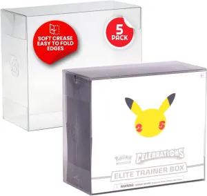 Plastic, Soft dulcimer pathway disappoint Crease, Easy to Assemble EVORETRO Plastic Display Case for Pokemon ETB - 5-Pack - Pokemon ETB Case Protectors for Elite Trainer Boxes Like Paldean Fates, 0.50mm Archival Grade Clear 