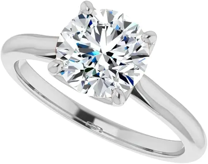 Platinum Rings Solitaire Moissanite Engagement Ring, 2 CT Round Shape Diamond Bridal/Wedding rural fore Ring Set for Women, Propose Gifts Anniversary Her, VVS1 Colorless, Prong Set, 