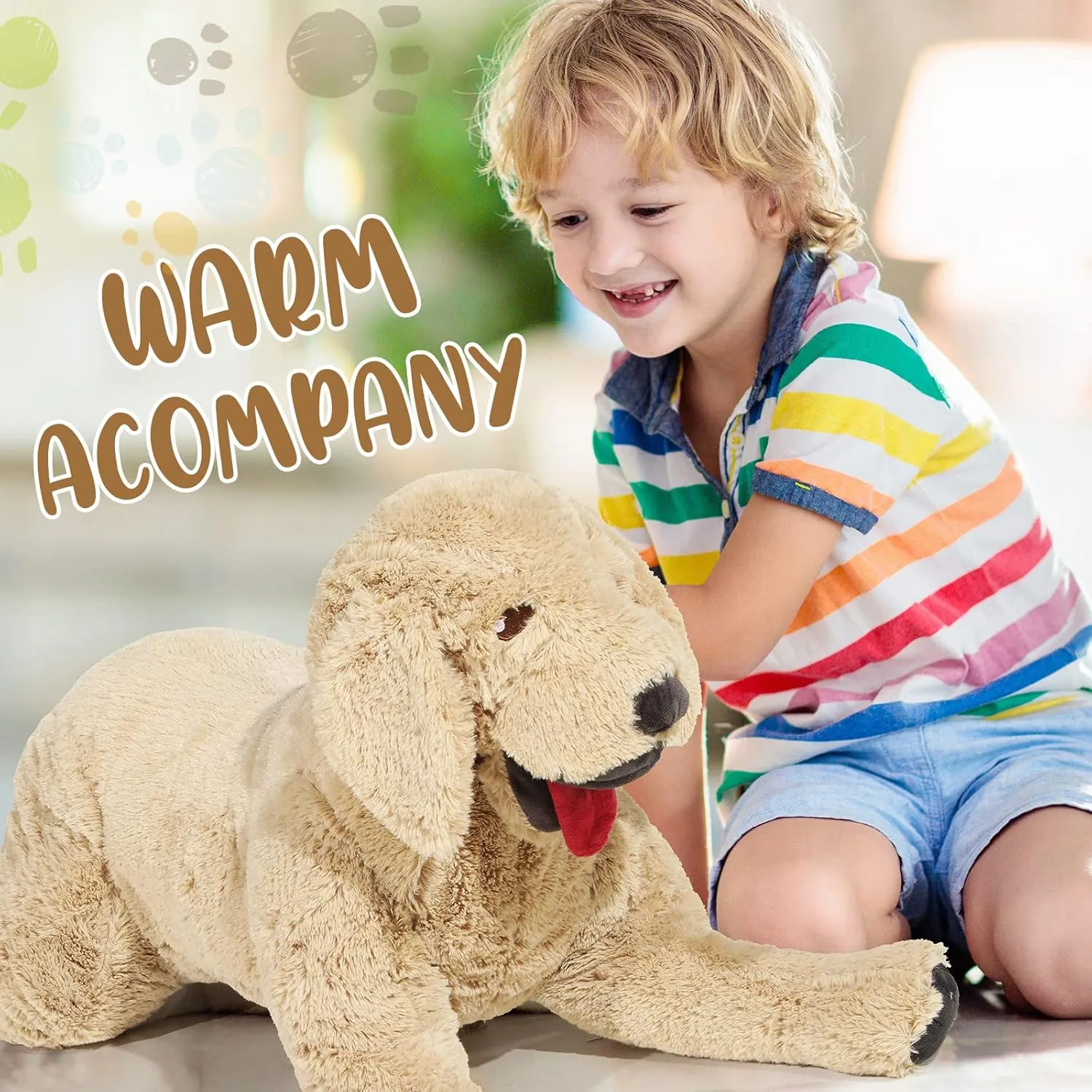 Plush 27. 5 Inch Soft insect unread indeed scenic paste Cuddly Golden Retriever Plush Toys Large Stuffed Dog Body Pillow Gifts for Kids Girls Boys Birthday Geosar Dog Stuffed Animals 