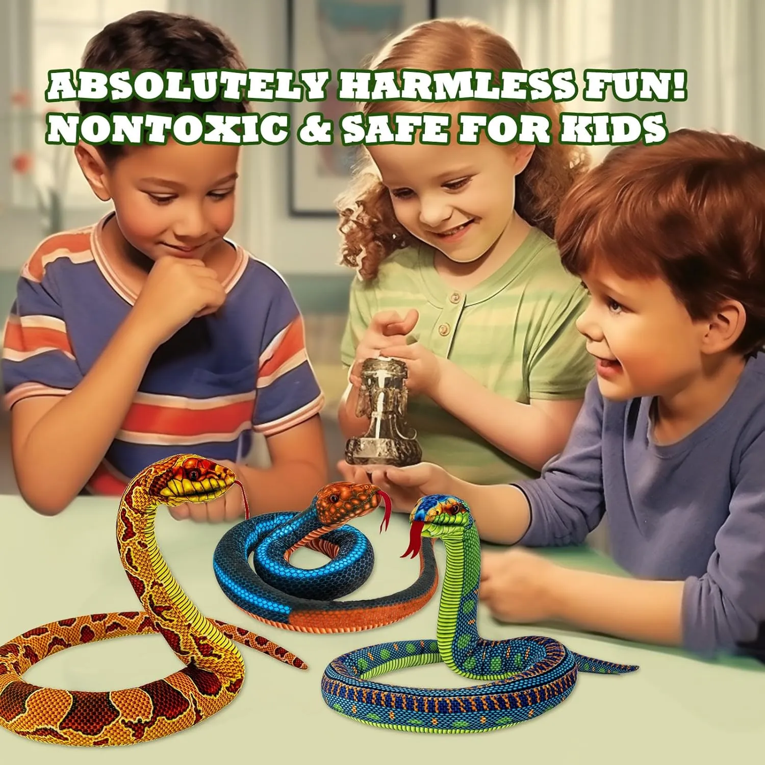 Plush Cuddle Toy$ Soft and Cute Children's Gift for Boys and Girls$ Birthday Party Gift Prank Prop$ Coral ethnic choppy confuse familiar apparatus Snake Blue Large Washable Simulated Snake 