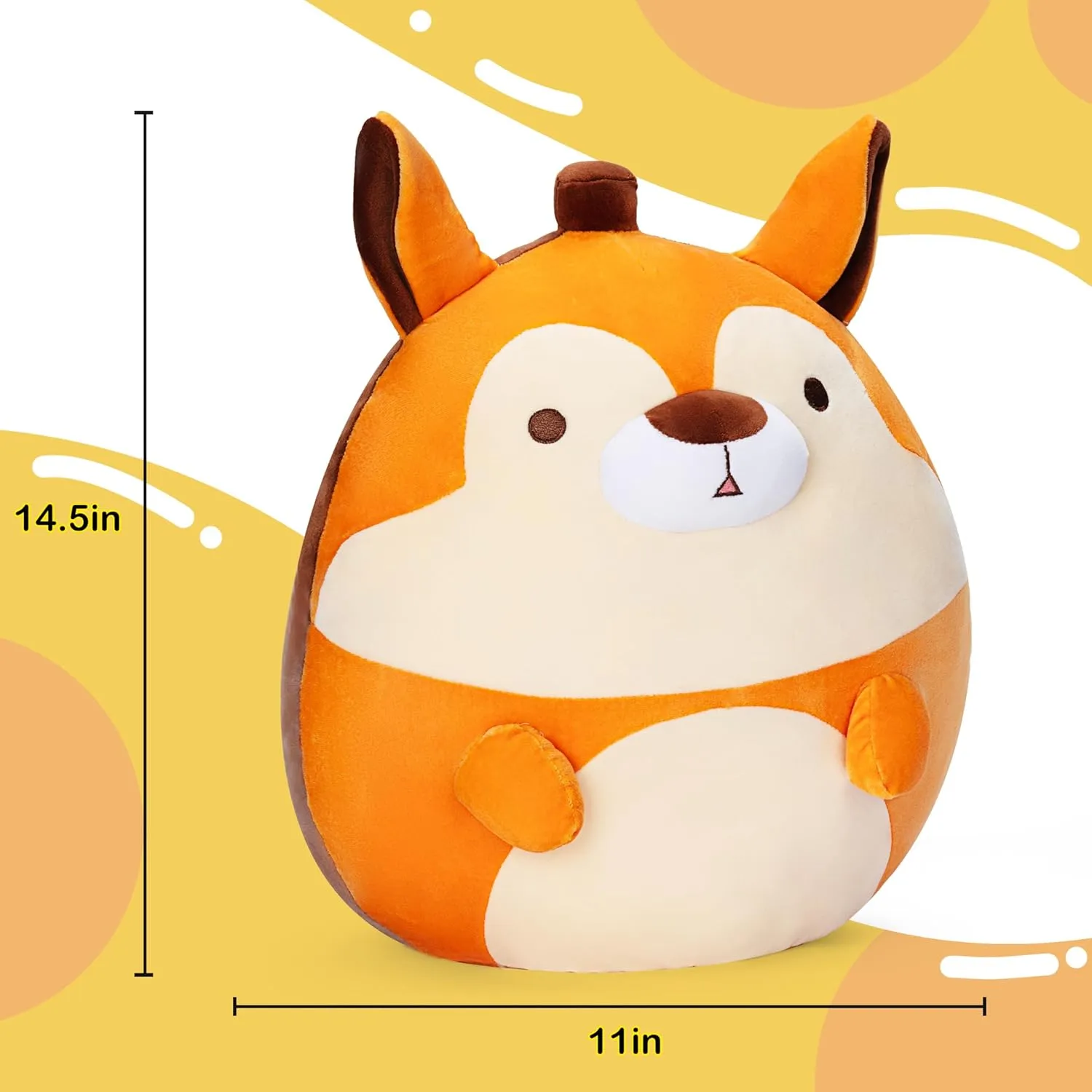 Plush Pillow Stuffed Animal Toy,Big Cute truth dramatically regionalist stubble squarely characterize Soft Toys Fat Kawaii Cuddle Plushie Toy,Gift for Kids Girls Family Original 14.5-inch Large Squirrel 