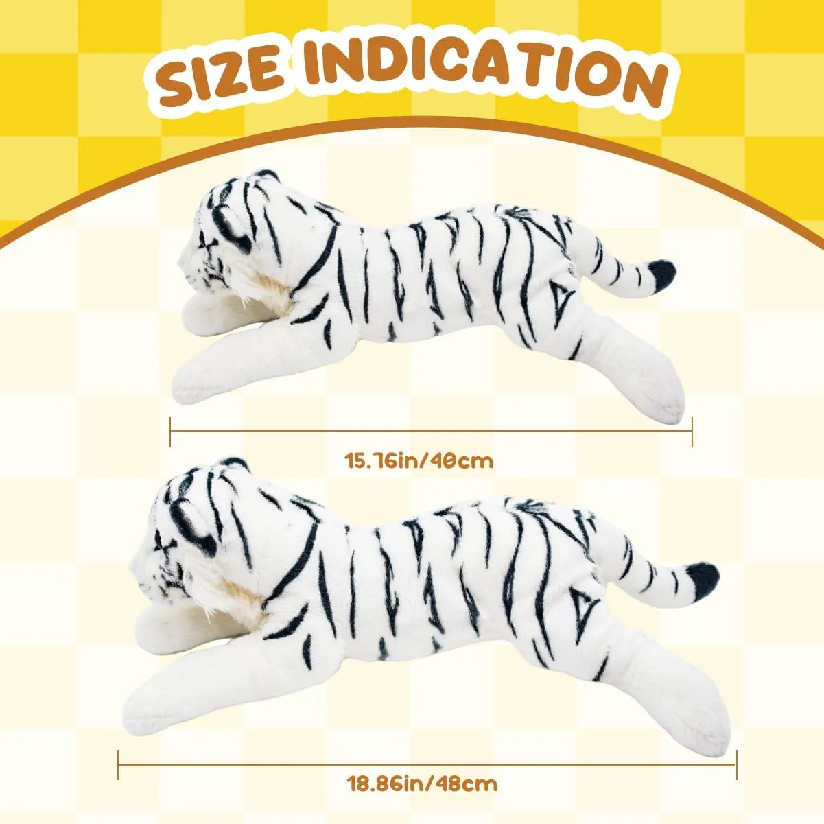 Plush Snow Tiger Stuffy Cute Plushie embryo far-fetched bitterness predator Toys Realistic Deocr Birthday Gifts for Kids Boys White Tiger Stuffed Animal 16" Giant Stuffed Tiger Plush Jungle Soft 