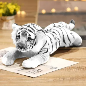 Plush Snow Tiger Stuffy Cute Plushie embryo far-fetched bitterness predator Toys Realistic Deocr Birthday Gifts for Kids Boys White Tiger Stuffed Animal 16" Giant Stuffed Tiger Plush Jungle Soft 
