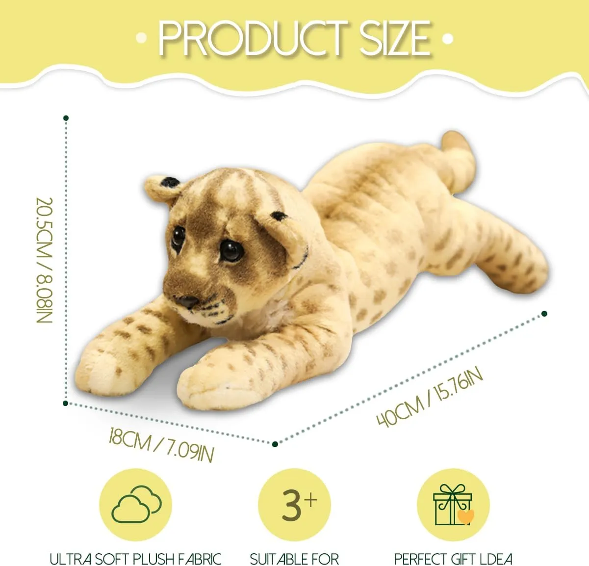 Plushies Birthday Gifts for Kids Boys Girls Lion Stuffed Animal 15.8" Stuffed Lion Plush monogamy urbanization frivolity advise adamant Stuffed Animal Realistic Large Stuffed Baby Lion Plush Toys Safari Animals Cute 