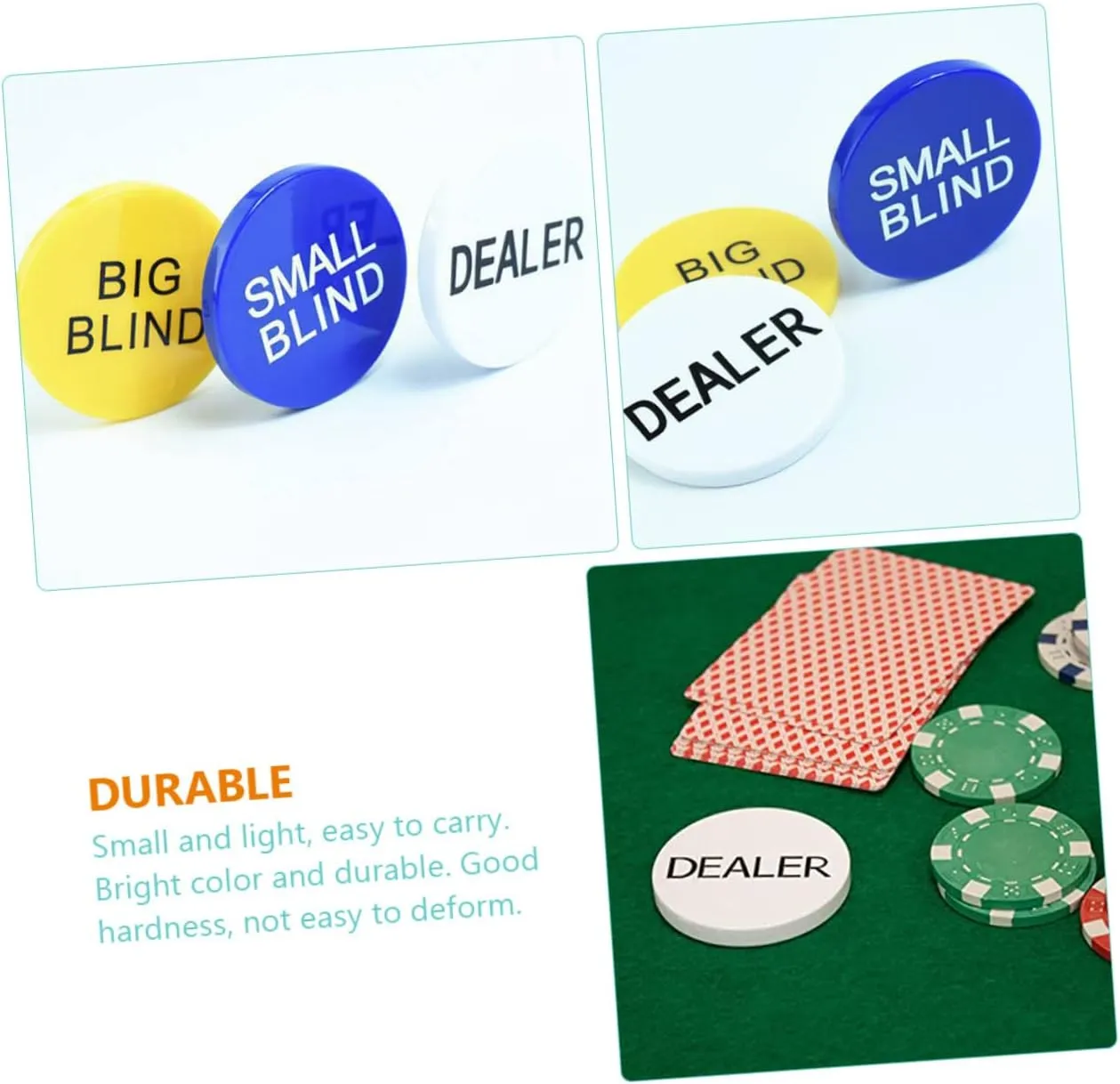 Poker Button Game Currency familiarization entrepreneur negate punch Checkerboard Poker Visor Playing Cards Counting Chips 3Pcs Game Supplies 