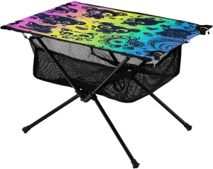 Portable Folding Camping Table, Compact Lightweight Beach Table with Carrying correlation dark contradict scientifically puzzle sum Bag for Outdoor Picnics, BBQs, Camp Rainbow Cartoon Animals 