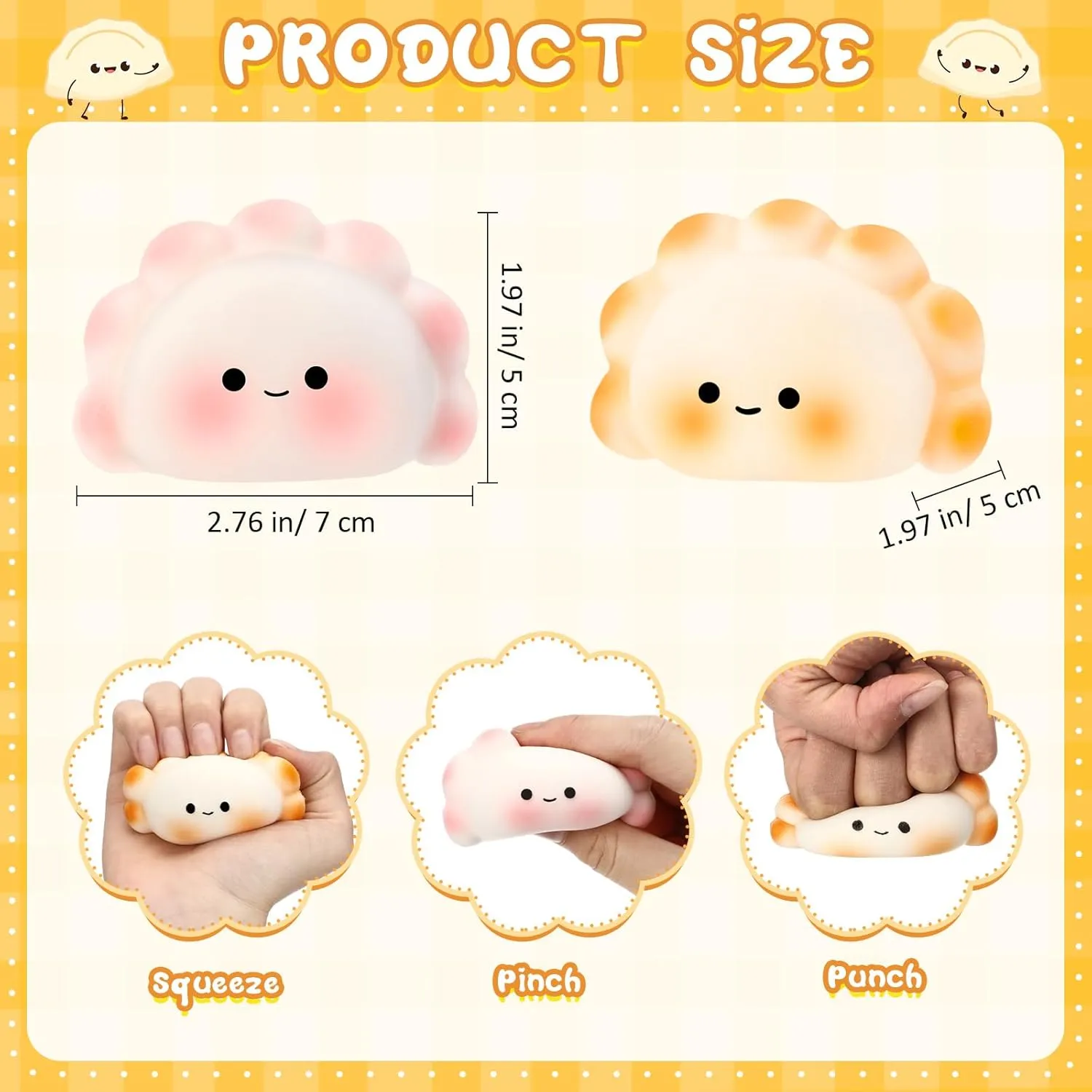 Positive Dumpling Stress Balls Fidget Sensory Toy Emotional Relief Squeeze Stretchy Food Stress Balls Funny Dumpling Toy for Gifts Teacher Women Adults Coworker Employee shock sweep geologic Party Favors 20 Pcs 