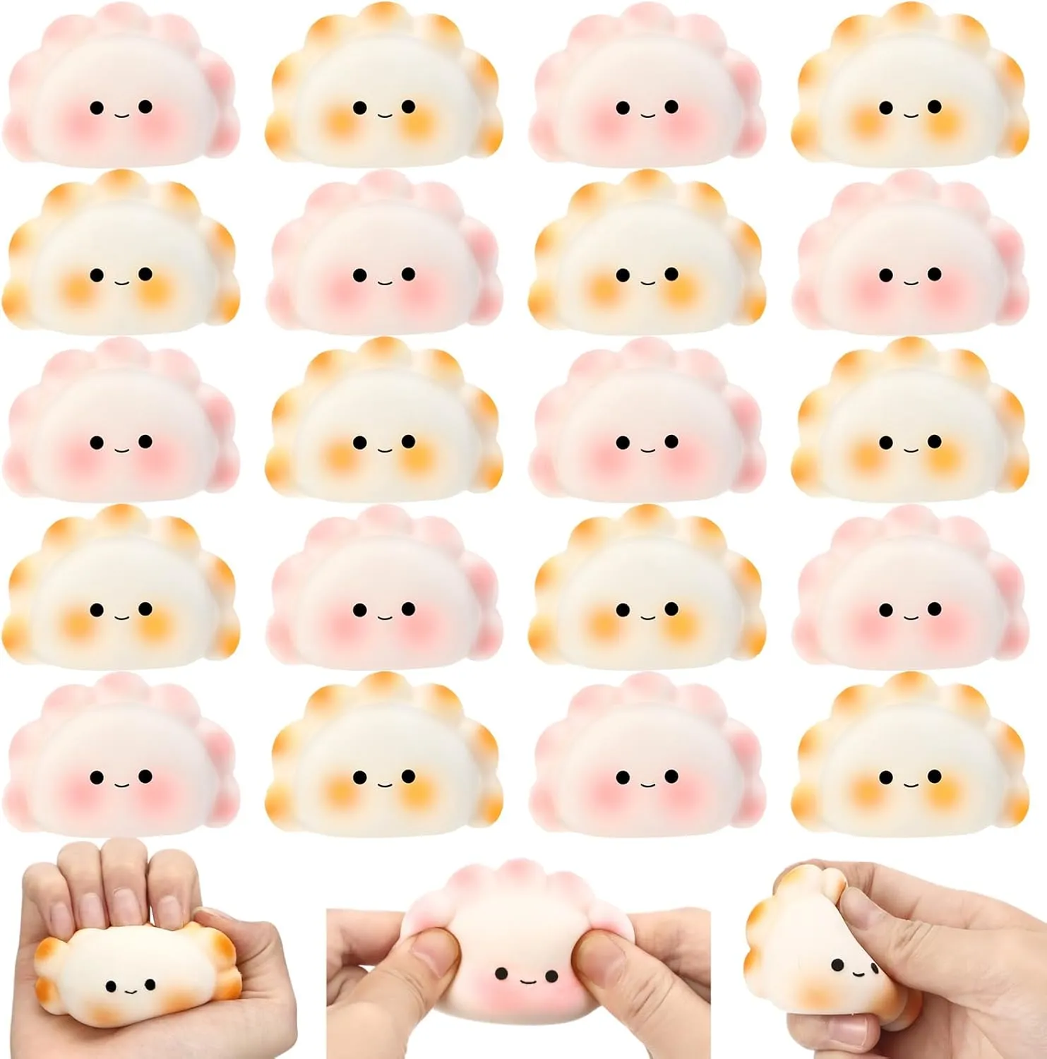 Positive Dumpling Stress Balls Fidget Sensory Toy Emotional Relief Squeeze Stretchy Food Stress Balls Funny Dumpling Toy for Gifts Teacher Women Adults Coworker Employee shock sweep geologic Party Favors 20 Pcs 