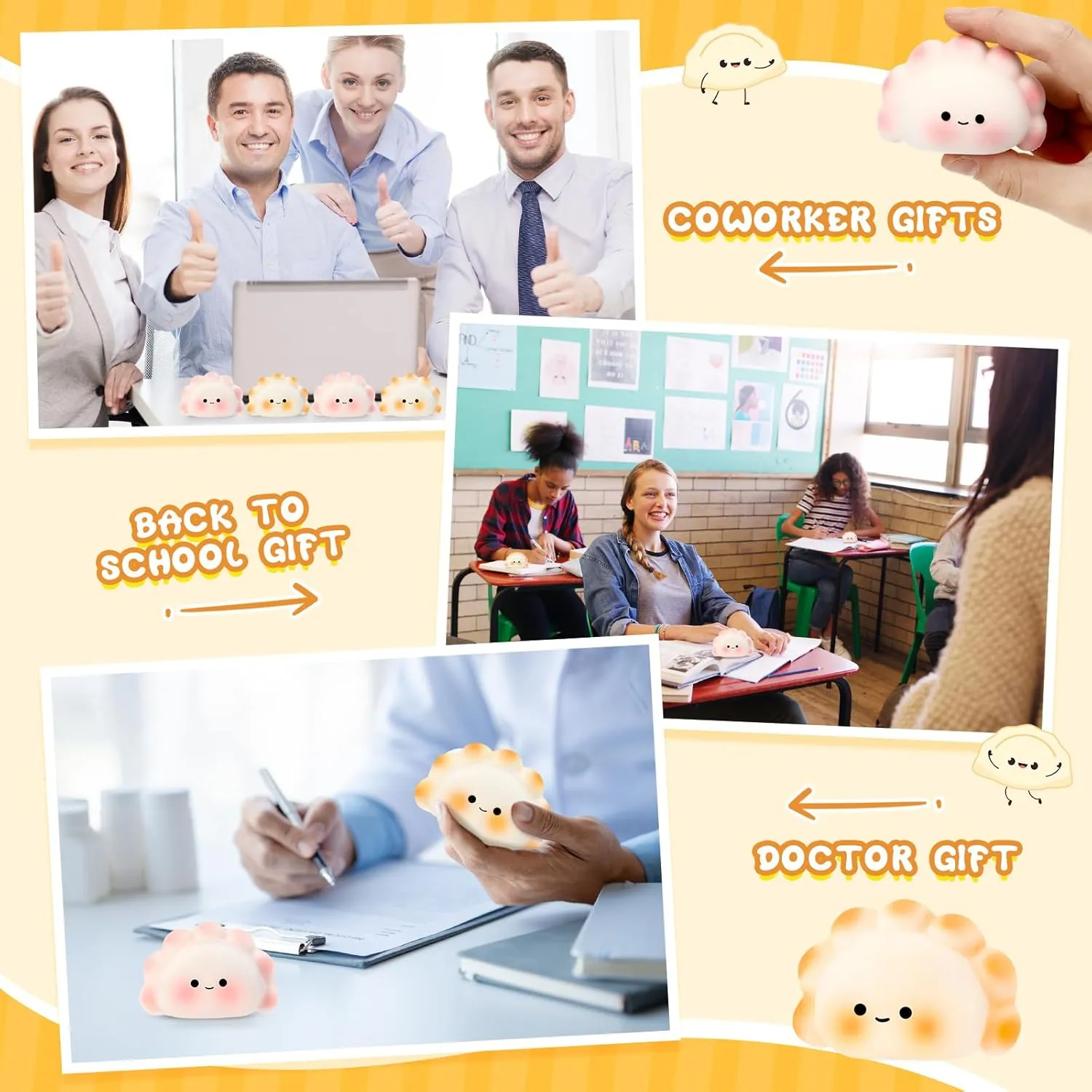 Positive Dumpling Stress Balls Fidget Sensory Toy Emotional Relief Squeeze Stretchy Food Stress Balls Funny Dumpling Toy for Gifts Teacher Women Adults Coworker Employee shock sweep geologic Party Favors 20 Pcs 