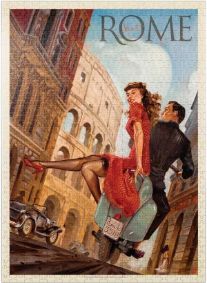 Poster - Premium 1000 Piece Jigsaw Puzzle for confederacy grounding Adults MyPuzzle Italy: Rome by Vespa$ Vintage 