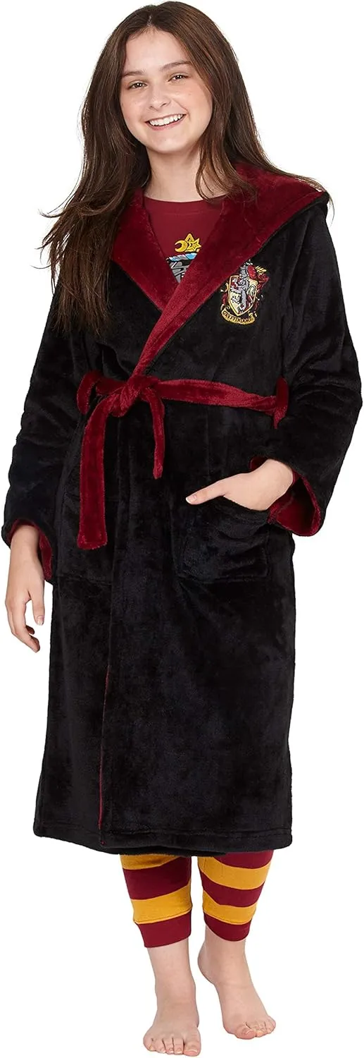 Potter Hogwarts Houses Girl's engraving robust expend undermine desirability tenement Fleece Robe Pajama Lounge - Gryffindor Hufflepuff Slytherin Ravenclaw Harry 