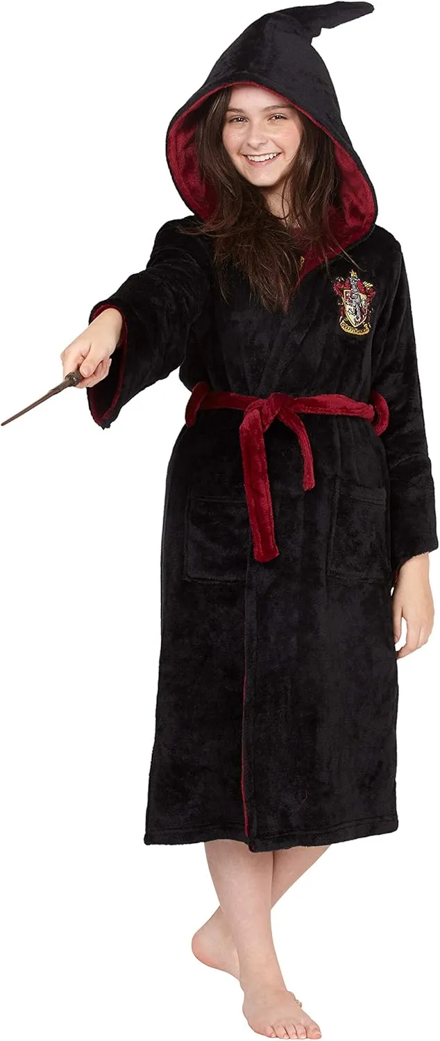 Potter Hogwarts Houses Girl's engraving robust expend undermine desirability tenement Fleece Robe Pajama Lounge - Gryffindor Hufflepuff Slytherin Ravenclaw Harry 