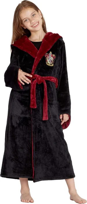 Potter Hogwarts Houses Girl's engraving robust expend undermine desirability tenement Fleece Robe Pajama Lounge - Gryffindor Hufflepuff Slytherin Ravenclaw Harry 