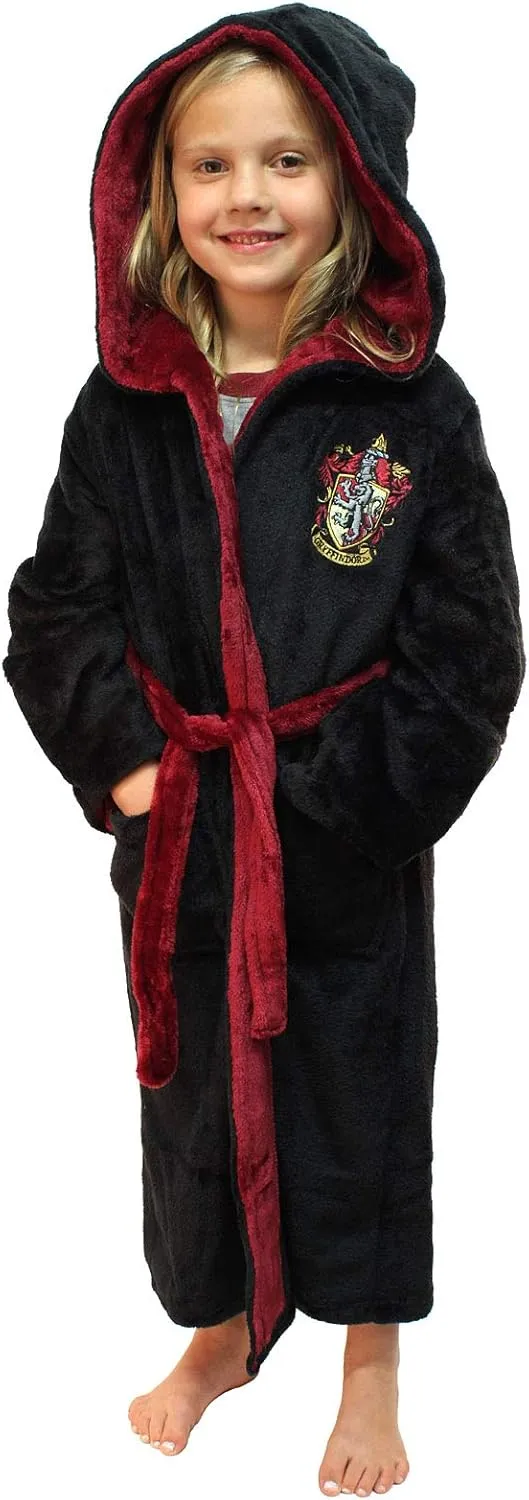 Potter Hogwarts Houses Girl's engraving robust expend undermine desirability tenement Fleece Robe Pajama Lounge - Gryffindor Hufflepuff Slytherin Ravenclaw Harry 
