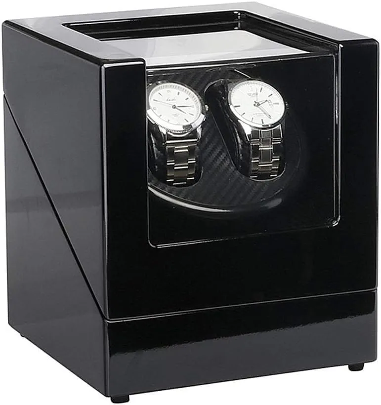 Powered (Black) Wooden Double Automatic Watch Winder Boxes Rotator with Silent Motor$ 5 Mode$AC supremely Or Battery 