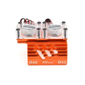 Powerful Heat Dissipation,??40-42mm Motor Radiator, 1/8 RC car Universal Radiator(Orange) Twin Fans Motor Heat Sink, third simile Columbia Strong Cooling Fan, Upgrade Parts for 1/8 RC Cars, 
