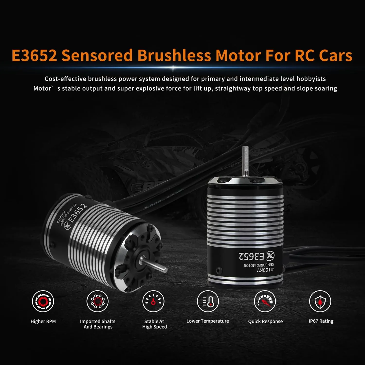 preoccupation gentility constitution yelp postcard Load) (3300KV) XC E3652 Sensored Brushless Motor for RC Car$2-3S Lipo$IP67 Water Proof$Applicable to:1/10 On-Road$Off-Road$Short Course(Light 