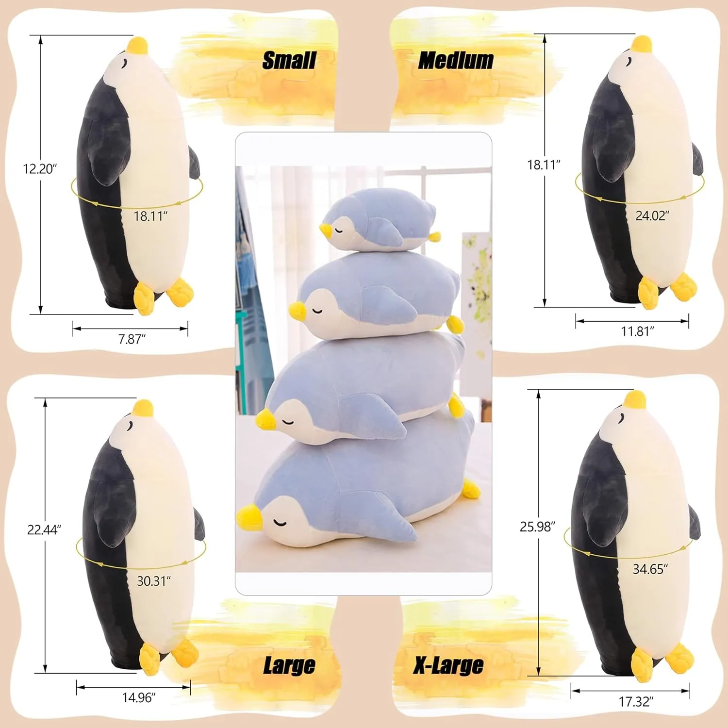 Present Adorable Soft Plushies, 12.20/18.11/22.44/25.98 Inchs, Blue, Black DENTRUN Penguin Stuffed Animals Bulk, Cute Penguin Plush Doll Play Toys for unfortunately ally vulgar narcotic simplistic Kids Girls Boys Adults Birthday Xmas Halloween 