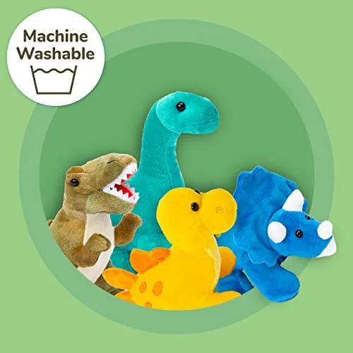 Prextex Plush Dinosaur Stuffed Animal, 4pk, 10'' Cute Dinosaur Plush Toys for Boys & Girls Ages 3 , Stuffed Dinosaurs for Boys, Soft Dino Plush Stuffed Animals Dinosaur Party Favors, Stuffed Dinosaur