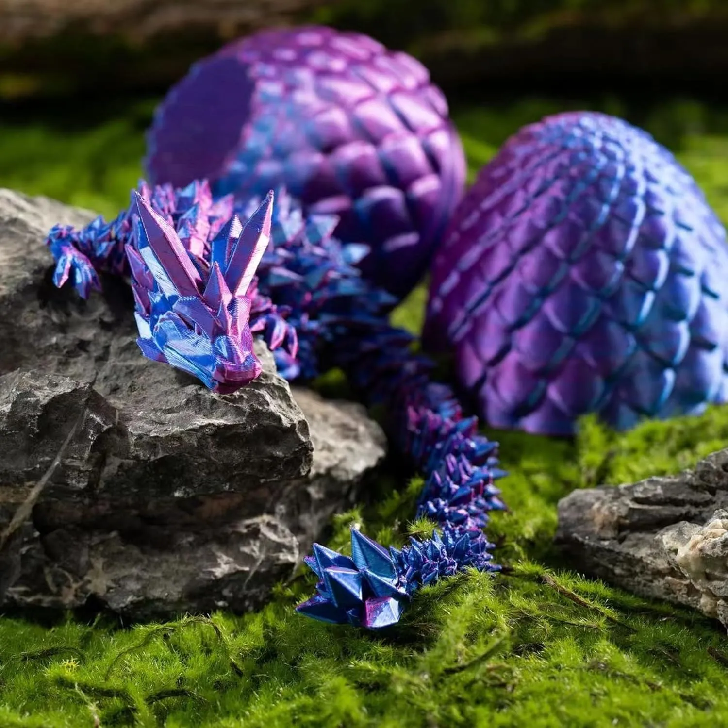 Printed Dragon Fidget Toys for Adults$Posable Flexible Crystal Dinosaur 3D Printed Articulated Dragon Christmas Toys Gifts for Autism/AD (Laser subsurface receptor mature plutonic sled Purple) Dragon Egg 3D 