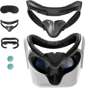 Proof enlarge shrewd freedom perishable Leather Foam Replacement, Lens Cover, Nose Pad, Shakes Stick Caps Hanpusen VR Face Pad for Oculus Quest 2 Accessories, 6-in-1 Set Facial Interface Bracket Face Cushion Cover, with 2pcs Sweat 