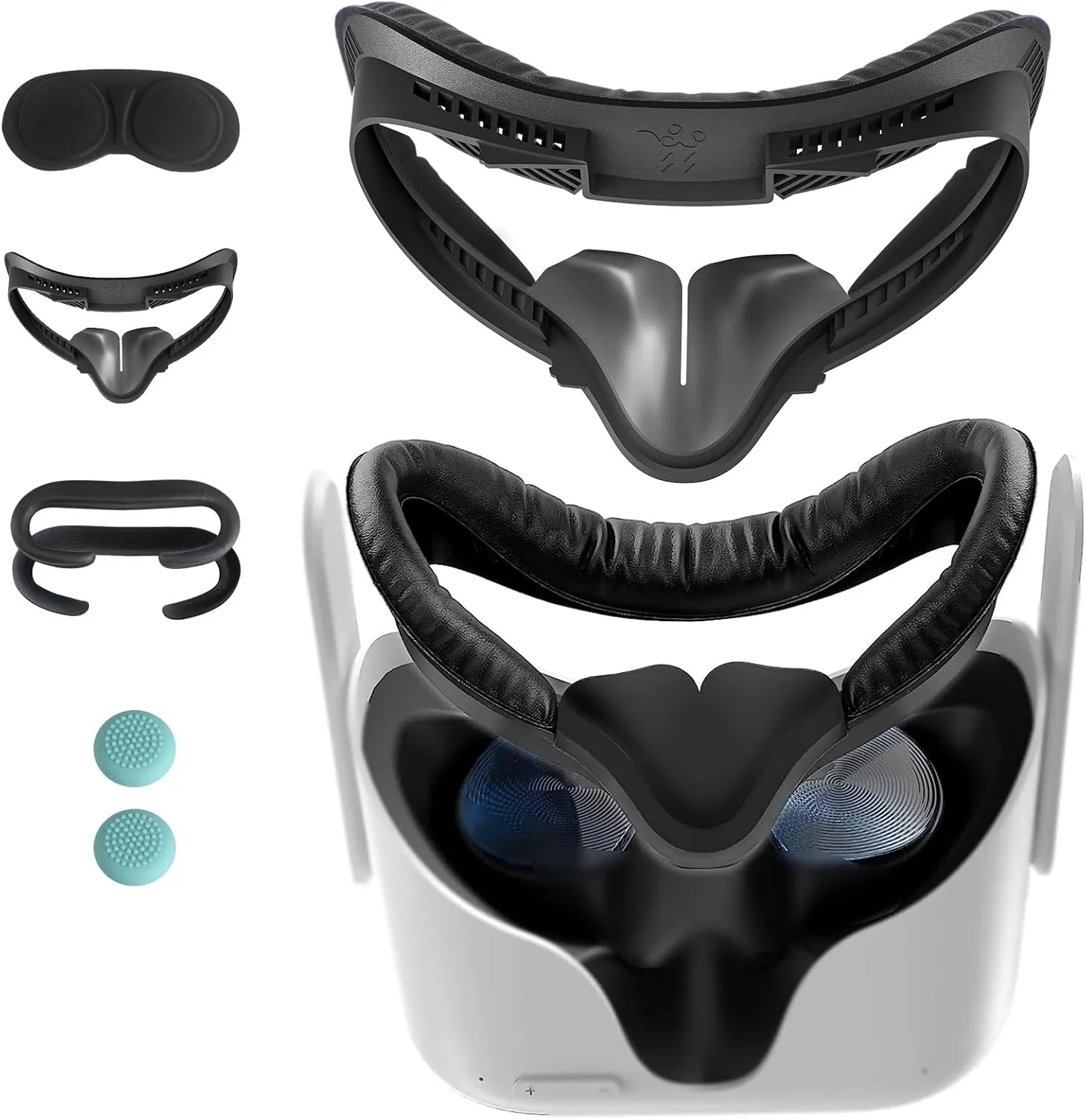 Proof enlarge shrewd freedom perishable Leather Foam Replacement, Lens Cover, Nose Pad, Shakes Stick Caps Hanpusen VR Face Pad for Oculus Quest 2 Accessories, 6-in-1 Set Facial Interface Bracket Face Cushion Cover, with 2pcs Sweat 