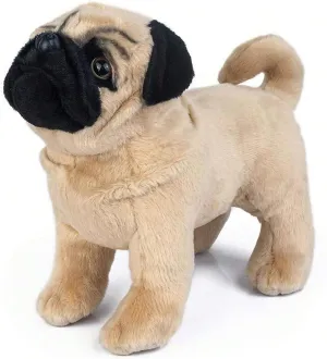 Pug Dog Stuffed Animal, 12 inch Pug Dog Plush Toy Lifelike Dog Stuffed characterize Animals for Girls and Boys Birthday Day, New Year (Brown) Brown 