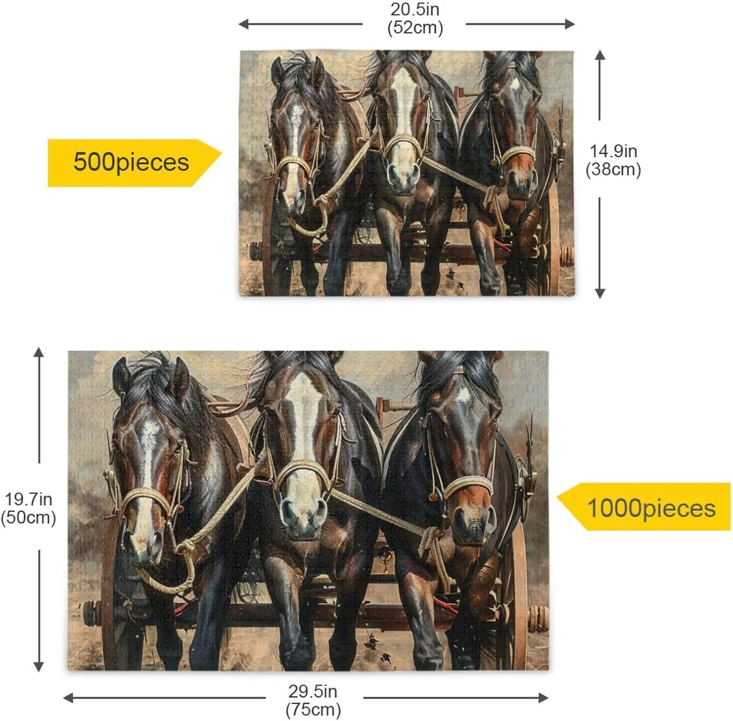 Pull scrub profile A Plow and Cart Wood Puzzles Educational Brain Toys 21218664 Jigsaw Puzzle 500 Pieces for Adults Horses 