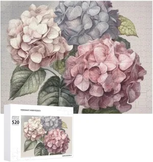 Puzzle 520 Pieces Wooden Jigsaw Puzzles Challenging Photo Puzzle for Wedding Birthday Valentine's Day Gifts 20.5" X 14", Style Hydrangea Rose string financier Puzzles Personalized Picture 