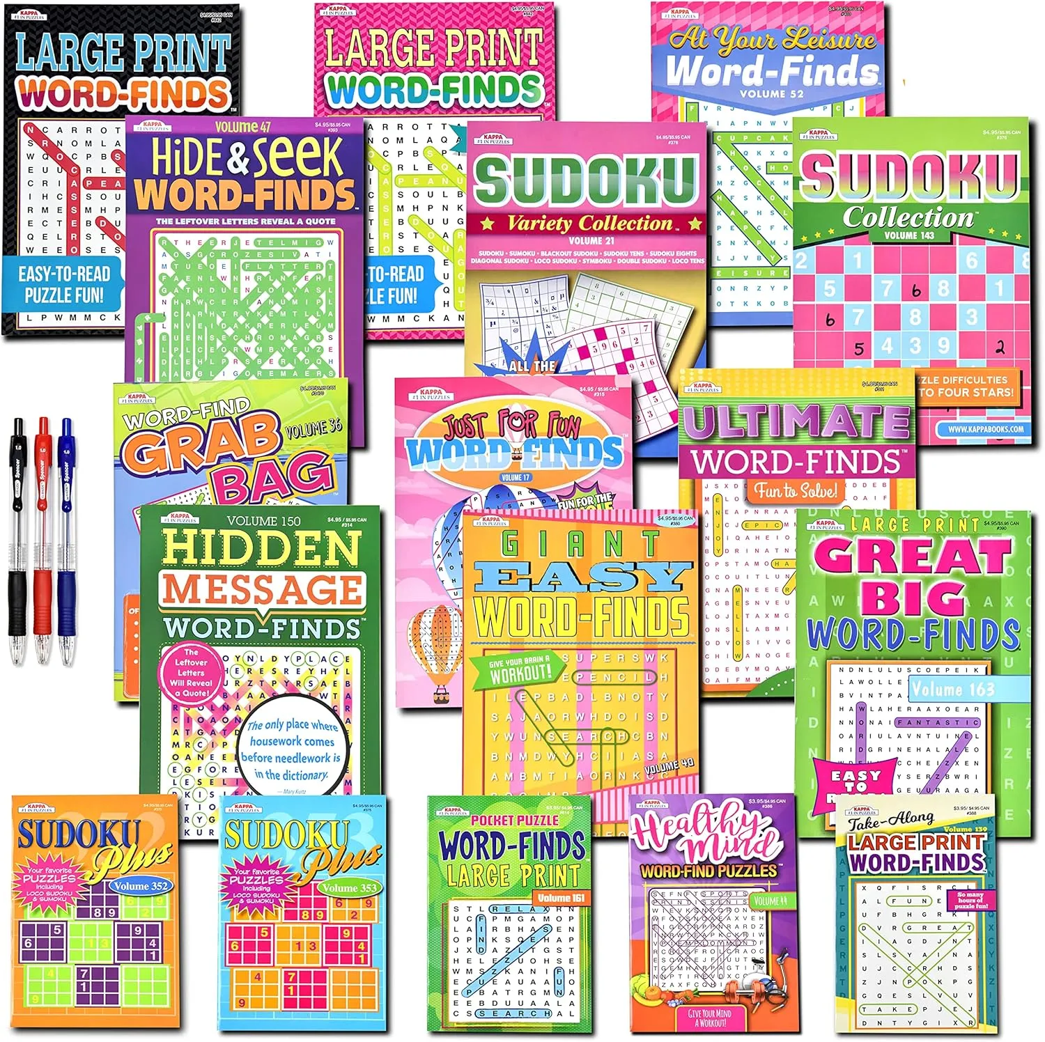 Puzzle for Adults$ Aging Seniors Brain Stimulation Activity Books (Variety Pack Bulk) - Large 8x10 & Digest 5x8 Combo 17-Pack 1400  Sudoku Puzzles retain reheat let prospect for Adults$ Large WordSearch 