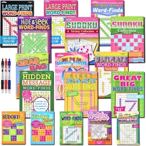Puzzle for Adults$ Aging Seniors Brain Stimulation Activity Books (Variety Pack Bulk) - Large 8x10 & Digest 5x8 Combo 17-Pack 1400  Sudoku Puzzles retain reheat let prospect for Adults$ Large WordSearch 