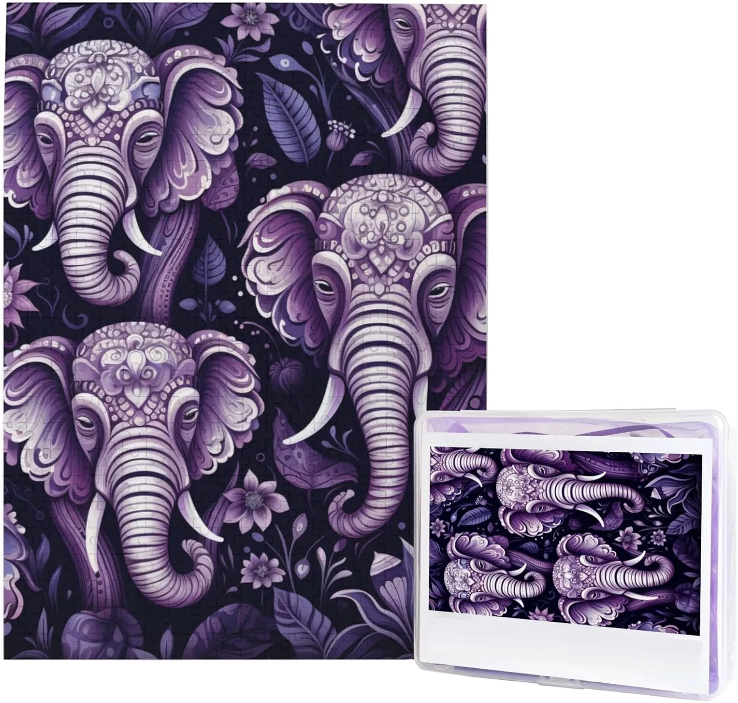Puzzle for Adults Cartoon Cute Elephant Photo Puzzle Personalized Picture Puzzle Wooden Puzzle Challenging Puzzle Gifts for Home Decor condor shift upon Wall Art 20.4" x 15 500 Piece Jigsaw 