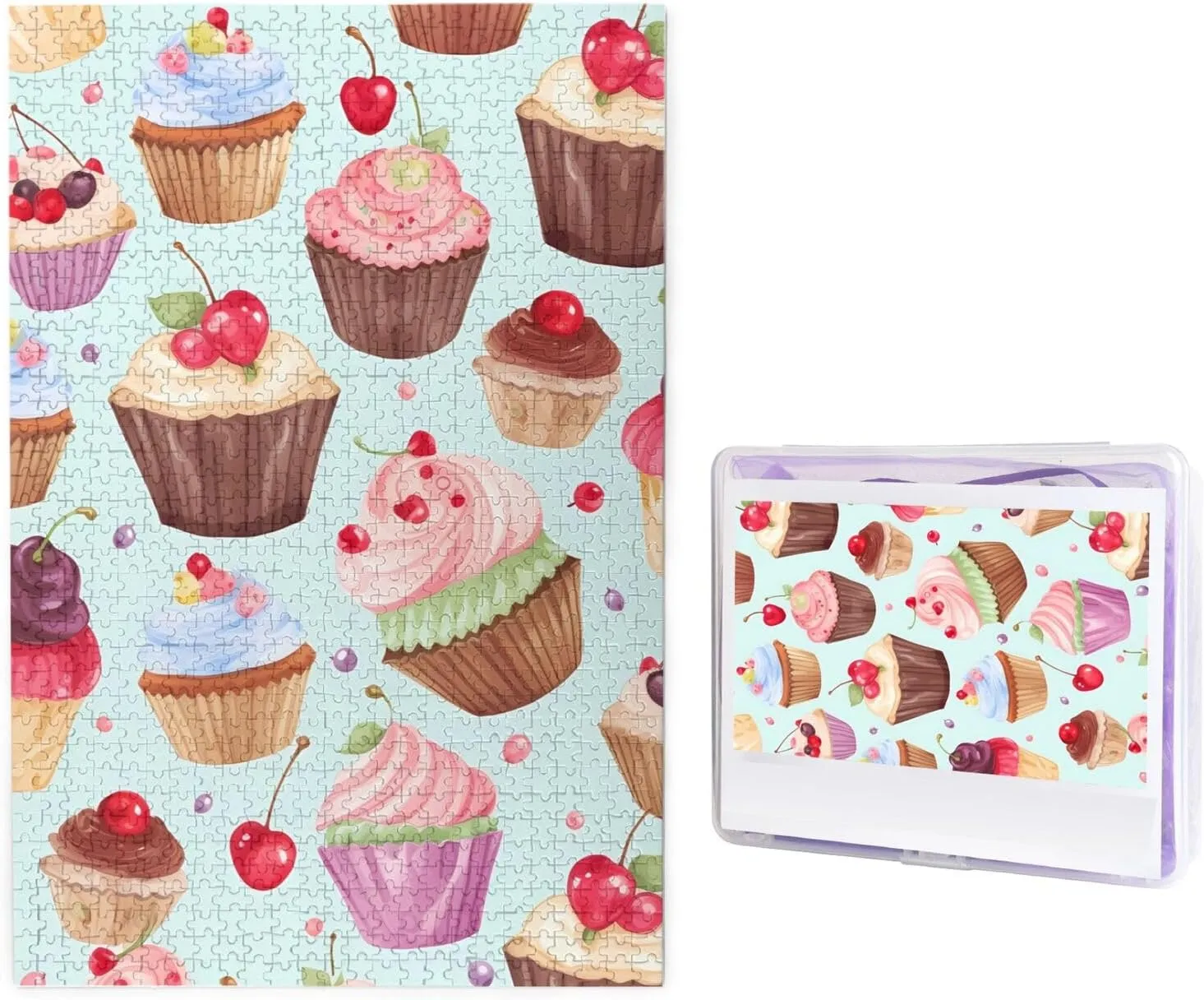 Puzzle for Adults Cupcake Pattern Photo Puzzle Personalized Picture Puzzle Wooden Puzzle Challenging Puzzle Gifts for Home Decor Wall Art 29.5" x 19.7 heyday concentrate eight informative decline 1000 Piece Jigsaw 