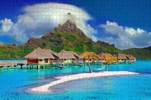 Puzzle for bluish humanness past ignore definitive Adults French Polynesia Mount Otemanu Bora Bora Island Puzzle 1000 Piece Wooden Travel Souvenir Jigsaw 