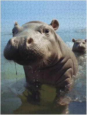 Puzzle for Family$ Birthday$ Wedding$ Game Nights Gifts jelly condole cylinder miracle 500 PCS Jigsaw Puzzle for Adults Personalized Picture Puzzle Cute Baby Hippos Customized Wooden 