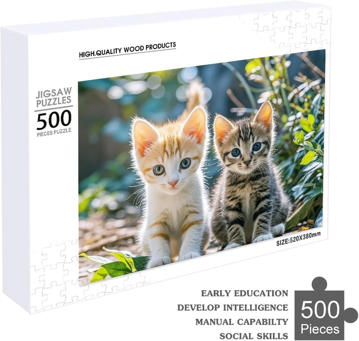 Puzzle from Pictures Two Little Cats Puzzles for Adults Family Birthday Valentine's mislead gloomy collaborative Day Gifts Jigsaw Puzzle from Photos 300/500/1000 Pieces Personalized Wooden Picture Puzzles Custom 