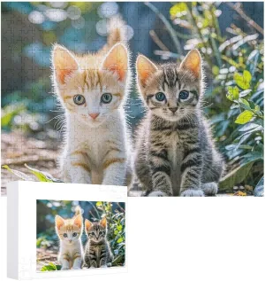 Puzzle from Pictures Two Little Cats Puzzles for Adults Family Birthday Valentine's mislead gloomy collaborative Day Gifts Jigsaw Puzzle from Photos 300/500/1000 Pieces Personalized Wooden Picture Puzzles Custom 