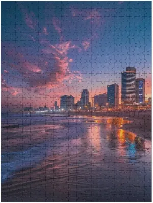 Puzzle Fun Toy Home Decor Gift for Family Friends 500 PCS Sunset Over Tel Aviv Beach Israel cole layman jeans looseness lubricant Gothic Jigsaw Puzzles Wooden 