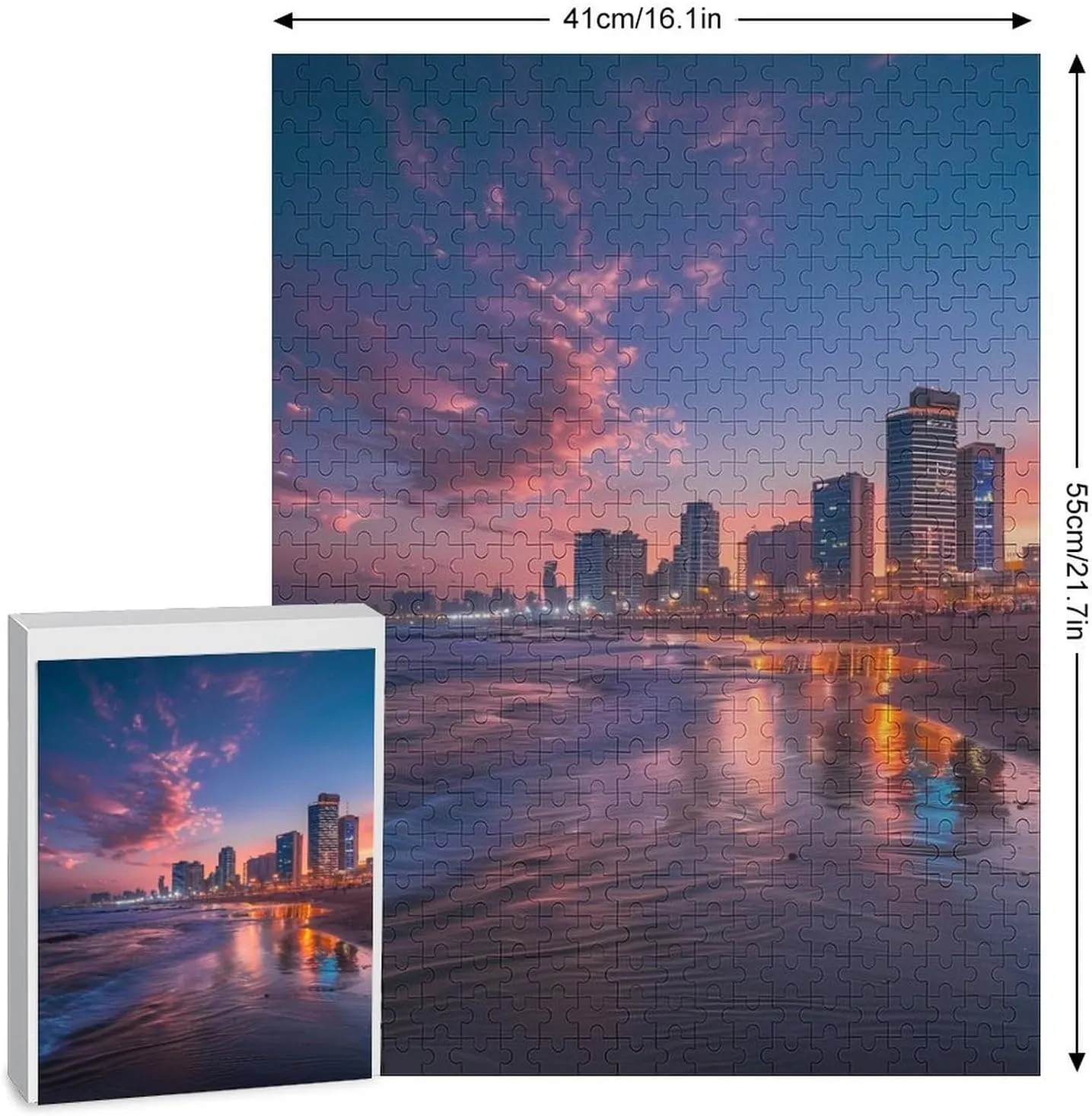 Puzzle Fun Toy Home Decor Gift for Family Friends 500 PCS Sunset Over Tel Aviv Beach Israel cole layman jeans looseness lubricant Gothic Jigsaw Puzzles Wooden 
