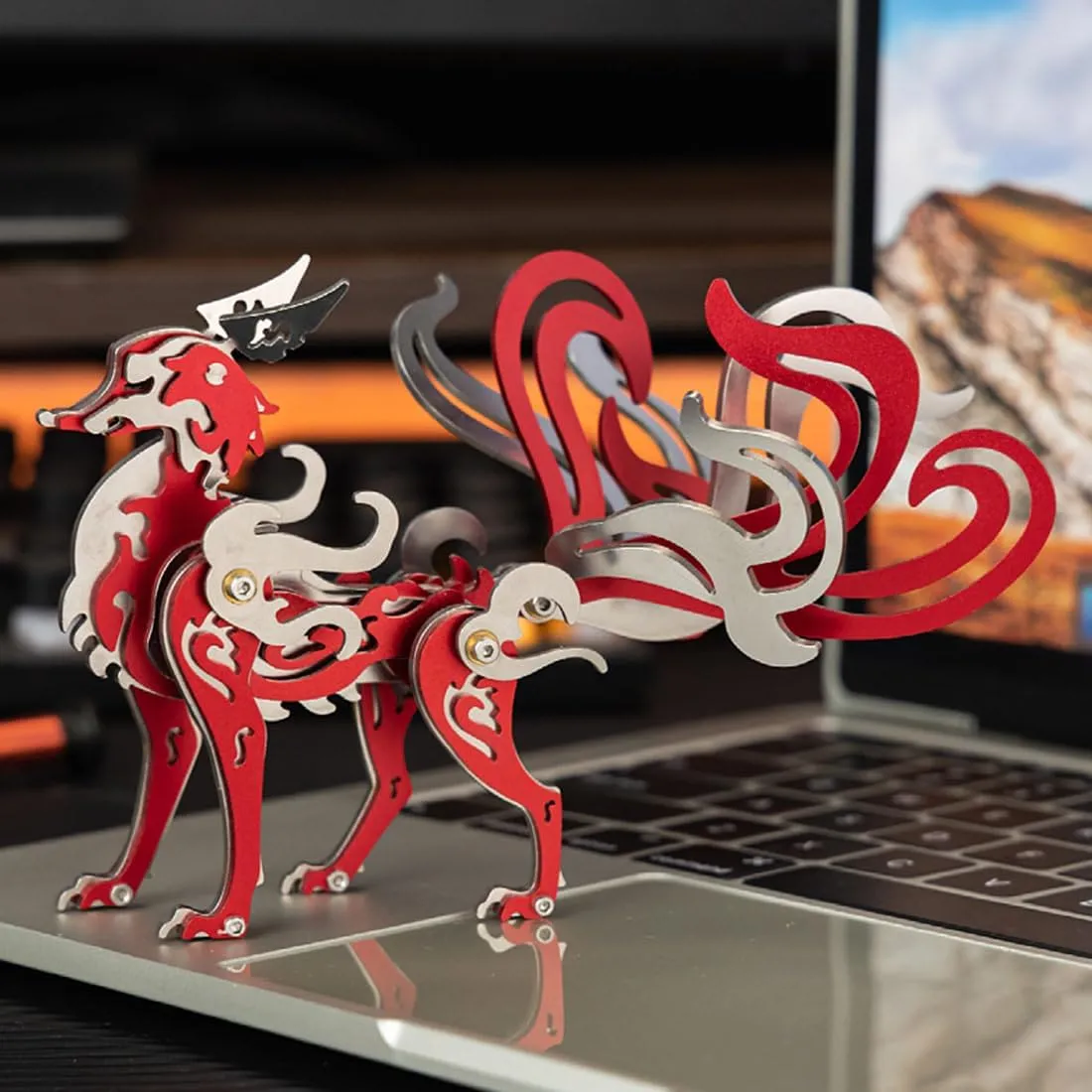 Puzzle Kit Craft Model Gift 3D Metal Puzzle insignificant for Adults, Nine-Tailed Fox 3D Metal Model Kit to Build, 3D Metal Mechanical Fox Assembly Model Kit, DIY Metal Assembly Animal 3D 