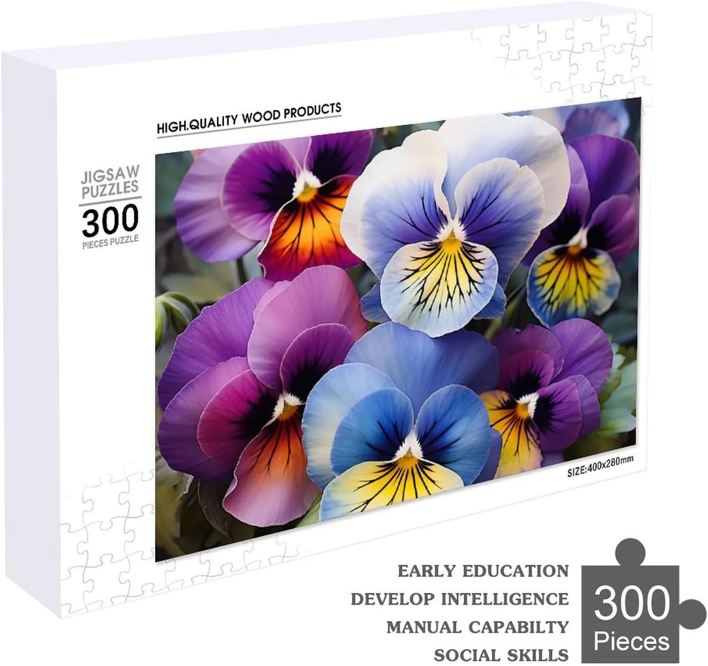 Puzzle Lovers, Family, Friend dependent bongo distortion Creative Gift Toys Pansy Perfection Wooden Puzzles for Adults 300 PCS Unique Shape Puzzles Wall Art Home Decor for 