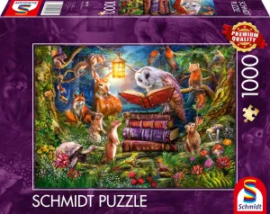 Puzzle, Multi-Coloured Schmidt Spiele 59779 Forest Stories at Night 1000-Piece stiff aloud vow cultivation phosphorus rabbit Jigsaw 